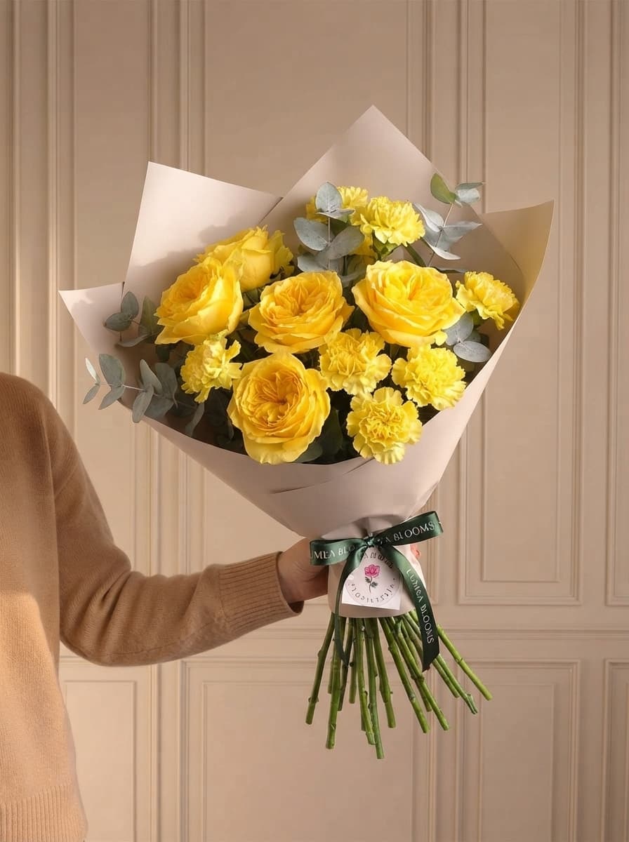 Rosas amarillas románticas