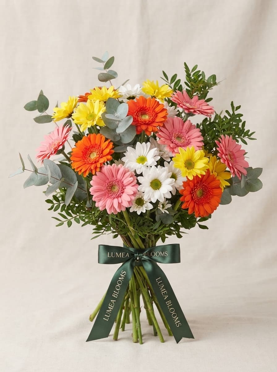 Gerberas y Crisantemos Vibrantes