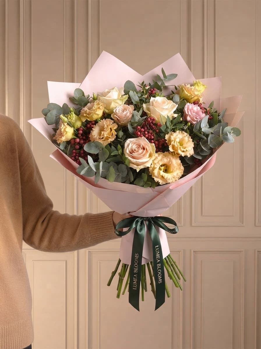 Rosas blancas y crema premium