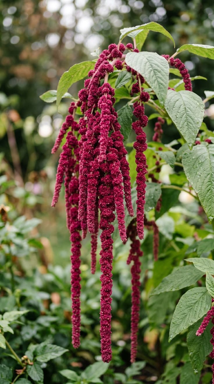 Hanging amaranth at the Lumea Blooms workshop
