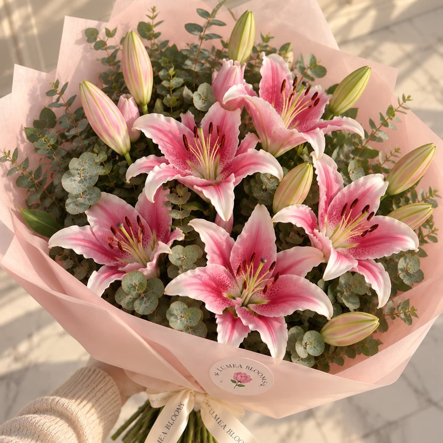 Fresh Pink Lily Bouquet (Lilium)